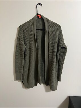Joe Fresh Olive Open-Front Waffle Cardigan